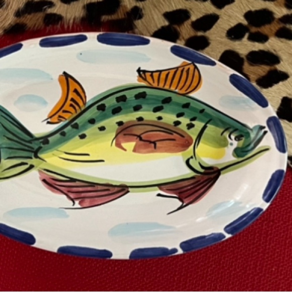 One(1) oval 8” x 5”, VIETRI  fun fish dish